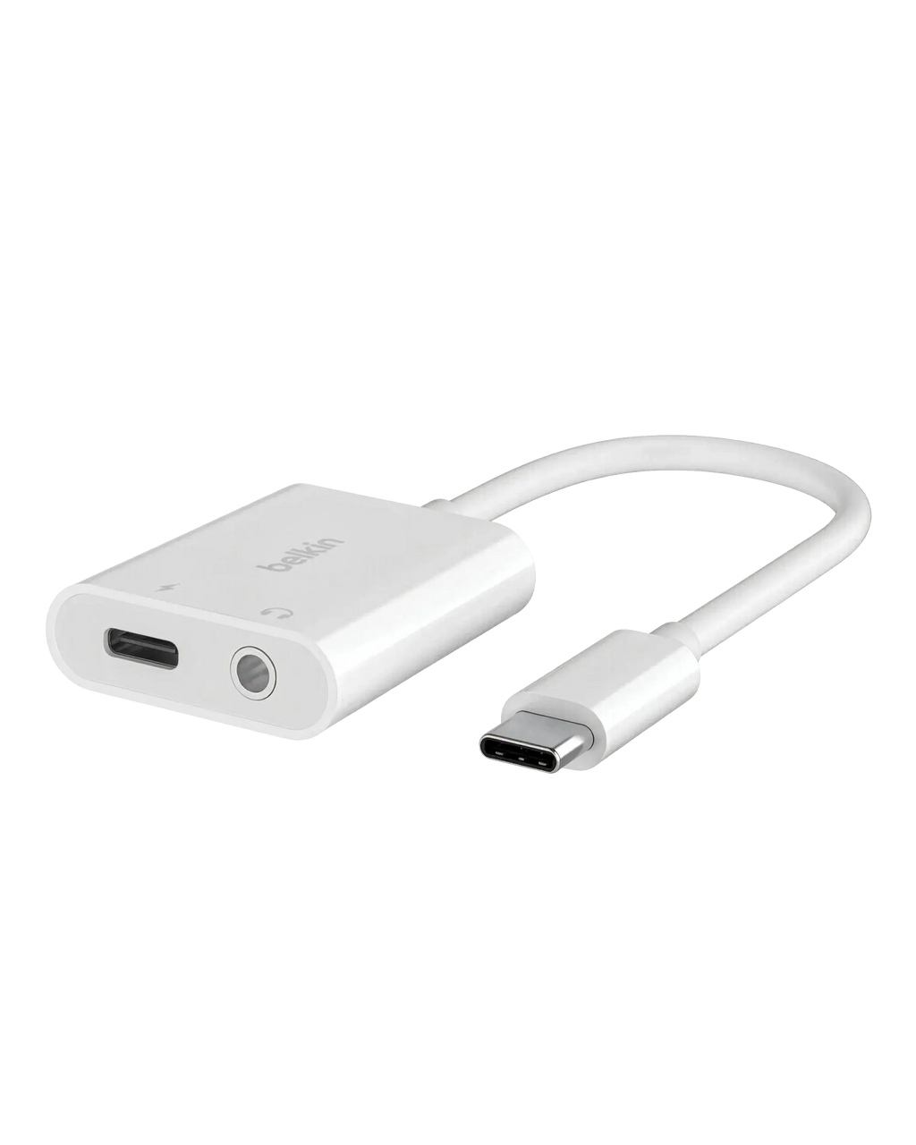 Belkin RockStar Beyaz 3.5mm Ses + USB-C Şarj Adaptörü