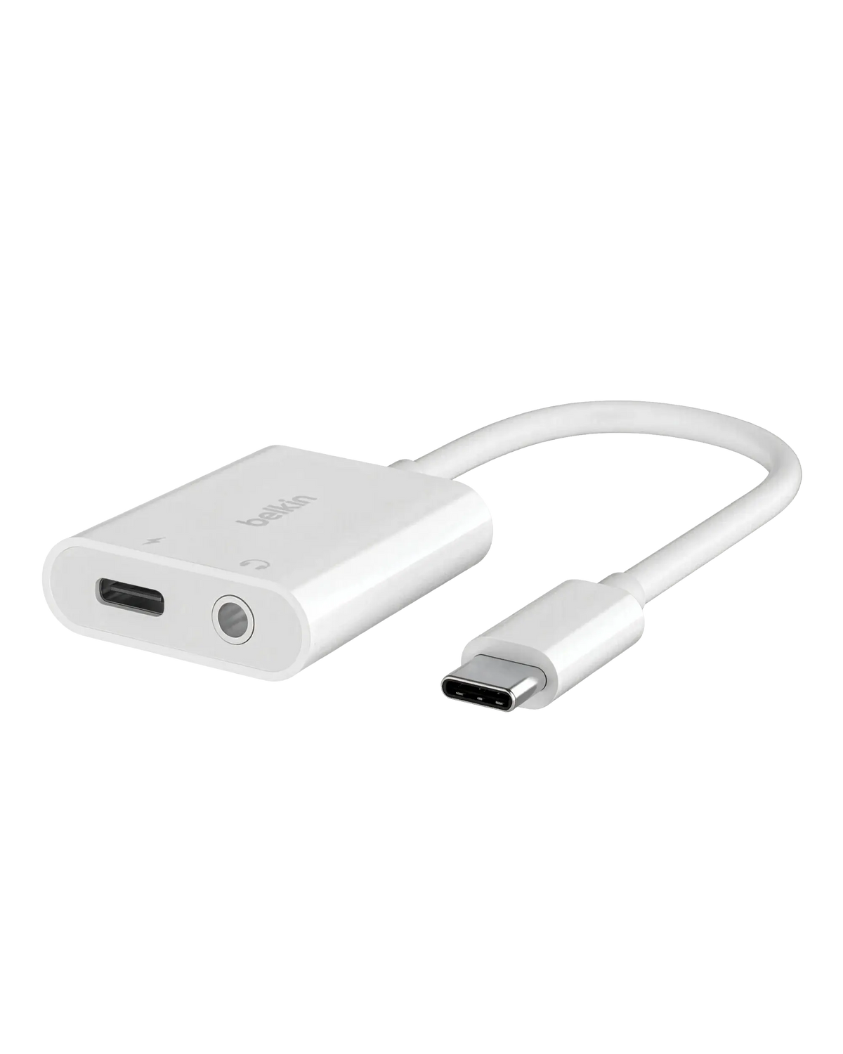 Belkin RockStar Beyaz 3.5mm Ses + USB-C Şarj Adaptörü