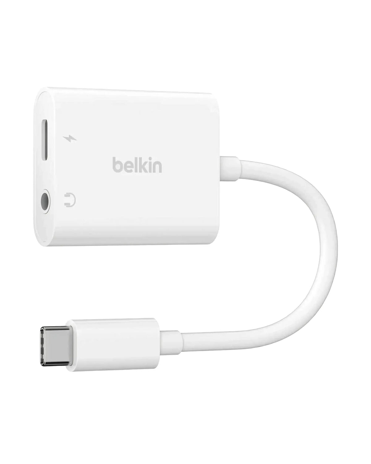 Belkin RockStar Beyaz 3.5mm Ses + USB-C Şarj Adaptörü