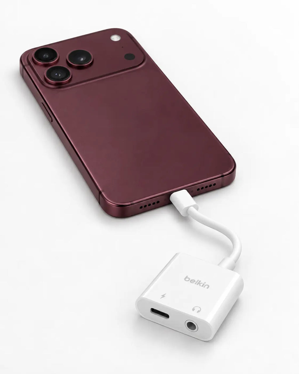 Belkin RockStar Beyaz 3.5mm Ses + USB-C Şarj Adaptörü